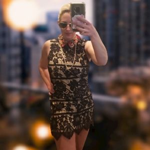 Gianni Bini mini black lace "Endless Rose" dress